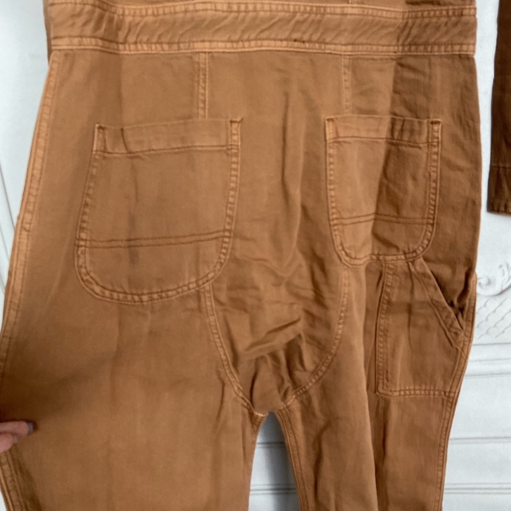 Sandrine Rose FREE PEOPLE “Weird is Rad” Deep Zip Jumpsuit Slouchy XS Linen Fab - Picture 4 of 10